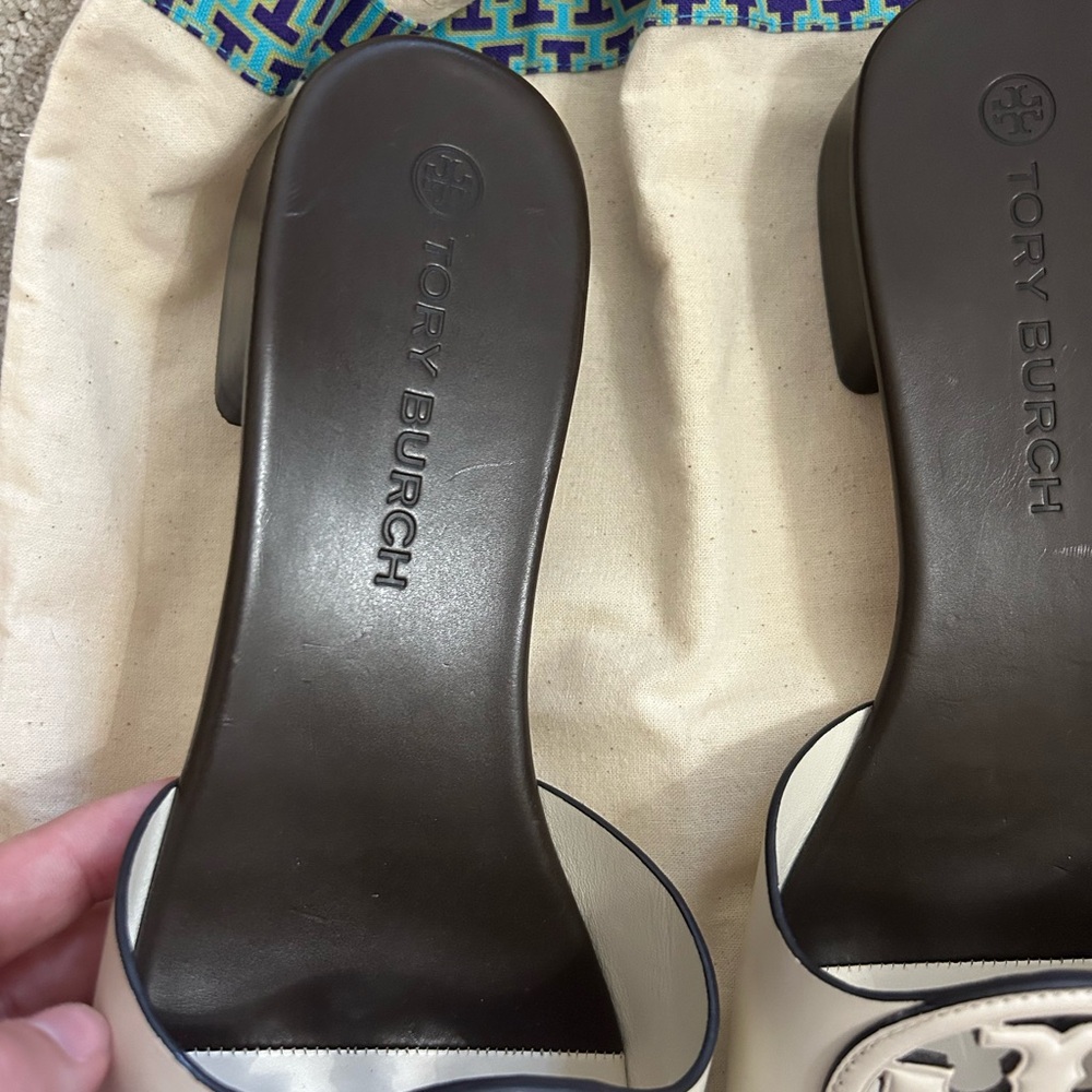Tory Burch Bombe Miller Slide in sz. 11 White and Dark Brown - Picture 13 of 13